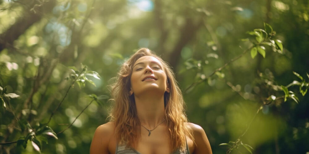 generative-ai-woman-breathing-outdoors-with-wide-arms fisioterapia respiratoria